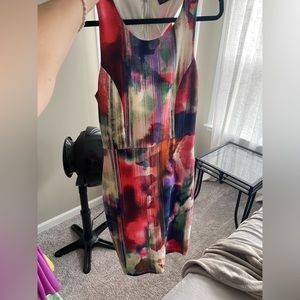 Form-fitting, beautiful multi-colored cocktail dress